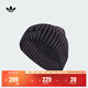 adidas時(shí)尚百搭針織毛線(xiàn)帽子冷帽男女秋冬新款阿迪達斯官方三葉草   黑色/煙灰紫   OSFM