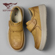 七匹狼休閑皮鞋男冬季新款透氣厚底百搭運動(dòng)鞋英倫風(fēng)一腳蹬軟底通勤鞋男 土黃 【標準運動(dòng)鞋碼】 41