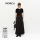 MO&Co.連衣裙春輕柔針織拼接中低腰塔裙長(cháng)裙黑色MBE1DRS049 黑色 S 160