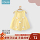 優(yōu)奇嬰兒衣服女童夏裝連體背心裙夏季公主裙純棉連衣裙女寶寶夏天裙子 小鴨黃色 80cm