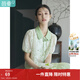 茵曼（INMAN）新中式盤(pán)扣翻領(lǐng)花紋雪紡襯衫夏女裝新款泡泡袖感襯衣18322342 草綠色 M