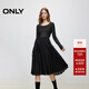 ONLY秋季時(shí)尚拼接光感中長(cháng)款百褶裙連衣裙女|124307061 H1Z 黑色 M (165) 84A