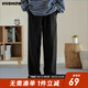 viishow復古日系cityboy直筒褲子男生新款簡(jiǎn)約休閑潮流百搭寬松闊腿褲 黑色 L
