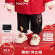 巴拉巴拉兒童加絨長(cháng)褲男女童春季紅色新年拜年服寬松束腳保暖褲
