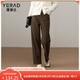 婭麗達寬松直筒哈倫褲女冬季仿毛呢褲子2024新款休閑褲黑色鐮刀褲 明茶褐（N0） 29