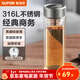 蘇泊爾（SUPOR）玻璃杯大容量商務(wù)辦公杯泡茶杯雙層加厚玻璃水杯車(chē)載杯子 晶石灰 380ml