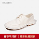 dreambox鈞博vibram夏季薄款男士休閑皮鞋水洗馬皮輕便透氣男鞋 白色 41 男碼