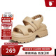 他她（TATA）休閑厚底涼鞋女沙灘軟底運動(dòng)涼鞋夏WL201BL4 杏色 37