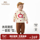 英氏（YEEHOO）寶寶套裝衣服秋冬新款男女童長(cháng)袖衛衣長(cháng)褲嬰兒兩件套加絨保暖 蘋(píng)果波點(diǎn)套裝 80 cm
