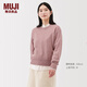 MUJI 女式 羊毛可水洗 中針距 圓領(lǐng)毛衣 女款針織衫25年冬季 女裝 粉紅色 XL (165/92A)