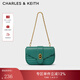 CHARLES&KEITH金屬扣飾鏈條單肩包腋下包小方包包女包情人節禮物CK2-80151129 Teal藍綠色 S