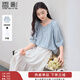 香影中袖襯衫女圓領(lǐng)2025夏裝新款慵懶泡泡袖氣質(zhì)淑女寬松藍色上衣 藍色 L 165/88A/110-125斤