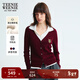 Teenie Weenie【可機洗+美利奴羊毛】小熊女25年秋假兩件翻領(lǐng)開(kāi)衫 酒紅色 M