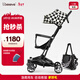 愛(ài)貝麗遛娃神器mini嬰兒推車(chē)可坐可躺口袋推車(chē)折疊傘車(chē)旅行便攜手推車(chē) 小不點(diǎn)6S Pro 格格blue（升級單手收車(chē)）