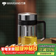 萬(wàn)象（WANXIANG）單層玻璃杯500ML鈦銀色U219商務(wù)帶茶漏水杯便攜居家手柄泡茶杯