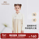 英氏（YEEHOO）【商場(chǎng)同款】童裝女童連衣裙秋冬新款中國風(fēng)保暖燈芯絨裙子 奶杏白 110 cm