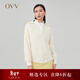 OVV秋冬熱賣(mài)女裝保暖羊絨可脫卸翻領(lǐng)休閑優(yōu)雅長(cháng)袖針織衫 米白（凈色）A6 L