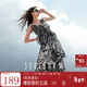 三彩2025夏季新款斑馬紋吊帶裙荷葉邊連衣裙A字長(cháng)裙度假M 黑米花卉 M 160/84A