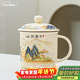 初伍仿搪瓷馬克杯大容量陶瓷牛奶茶杯子男女生辦公室帶蓋創(chuàng  )意咖啡水杯