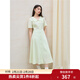 獨束大碼女裝通勤夏日氧氣連衣裙夏季新款收腰顯瘦微胖襯衫A字裙 半夏綠 XL （尺碼：3）