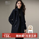 晚白小個(gè)子氣質(zhì)通勤極簡(jiǎn)風(fēng)高級感厚外套夾棉加厚保暖羊毛呢大衣 深藍色 S
