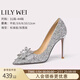 Lily Wei【白露辰霜】法式水晶婚鞋主婚鞋大小碼blingbling高跟鞋 銀色跟高10厘米 38