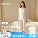 ubras呼呼碎花裙子女生套頭長(cháng)袖睡衣套裝碎花家居服 白底薰衣草印花 M