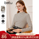 百圖betu女裝秋季新款衛衣女士高彈力半高領(lǐng)修身長(cháng)袖T恤2309T36 黑白條 M