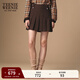 Teenie Weenie小熊女裝半身裙2025秋新款氣質(zhì)學(xué)院風(fēng)簡(jiǎn)約刺繡百褶裙 棕色 M