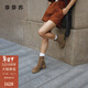 莎莎蘇【明星同款】25秋冬新款伯德襪靴加絨增高女靴短靴瘦瘦彈力靴 棕駝色/棕色 37