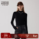 Teenie Weenie小熊多巴胺簡(jiǎn)約學(xué)院風(fēng)修身中領(lǐng)長(cháng)袖T恤貼身打底衫女 黑色 M (165)