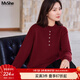 MsShe【100%美利奴羊毛】大碼女裝2025冬裝胖mm半高領(lǐng)打底羊毛衫 安可拉紅色現貨 3XL