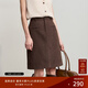 AMII【復古美拉德】25秋款干練通勤風(fēng)高腰顯瘦麂皮絨中裙半身裙 咖啡色 160/68A/M 均碼