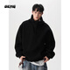 OEMG  重磅加絨加厚440G半拉鏈連帽衛衣男女士秋冬季寬松上衣保暖外套 黑色【高品質(zhì)】 XL [建議110-130斤]