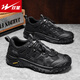 雙星（shuangxing）男鞋春季休閑運動(dòng)防滑耐磨老爹鞋男士旅游徒步登山鞋 黑色 44