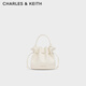 CHARLES&KEITH26春季新品抽繩簡(jiǎn)約手提水桶包斜挎包CK2-10271696 Cream奶白色