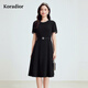 珂萊蒂爾2025年秋季新款三醋酸時(shí)尚簡(jiǎn)約優(yōu)雅氣質(zhì)釘珠收腰連衣裙女 黑色 S