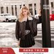 香影美拉德咖色皮衣女2025冬季新款毛絨翻領(lǐng)復古機車(chē)pu夾克短外套 咖色 S 155/80A/85-95斤