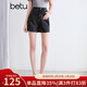 百圖betu女裝2025夏季新款牛仔短褲高腰時(shí)尚側開(kāi)叉洗水褲子女2504T73 炭灰 S