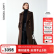 朗姿純羊毛軍旅風(fēng)收腰顯瘦氣質(zhì)高級呢子大衣修身毛呢外套冬季新款 棕色2 L