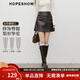 紅袖（hopeshow）甜酷機車(chē)半身裙2025冬季新款女裝氣質(zhì)顯瘦側拉鏈百搭A字PU皮短裙 黑巧克力0B7 S