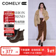 COMELY羊皮革真皮短靴2025冬季新款厚底增高靴加絨時(shí)裝靴美拉德靴子 焦糖咖啡（絨里） 37