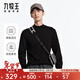 九牧王（JOEONE）半高領(lǐng)純色長(cháng)袖T恤衛衣男士秋冬休閑棉混紡柔軟親膚上衣內搭 修身版+黑色+TT1DX40227 M 170/92A(48)