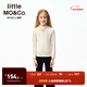little MO&Co.遠紅外蓄熱 little moco童裝25冬裝新款女童假兩件長(cháng)袖t恤磨毛 米白色 遠紅外蓄熱 140 140/68