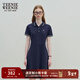Teenie Weenie小熊休閑通勤氣質(zhì)收腰Polo白色連衣裙夏裝連身裙女裝裙子 藏青色 L (170)