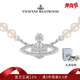 薇薇安·威斯特伍德（Vivienne Westwood）西太后珍珠項鏈女輕奢高級毛衣鏈土星吊墜鎖骨鏈送女友情人節禮物 土星珍珠項鏈-銀色