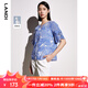 藍地（LANDI）桑蠶絲圓領(lǐng)短袖綁帶套頭襯衫女夏季新款真絲上衣 花色 S