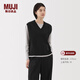 MUJI女式 針織 V領(lǐng) 背心 馬甲 針織衫 25年春季 女裝 馬夾 BA1Q2A5S 黑色 S （155/80A）