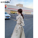 她芙（tafu）品牌女裝風(fēng)衣外套女2026春秋新款英倫風(fēng)小個(gè)子中長(cháng)款收腰氣質(zhì)大衣 灰白色 M