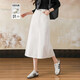 德瑪納【云柔100棉】春季簡(jiǎn)約風(fēng)刺繡開(kāi)叉直筒小個(gè)子女式牛仔半身裙